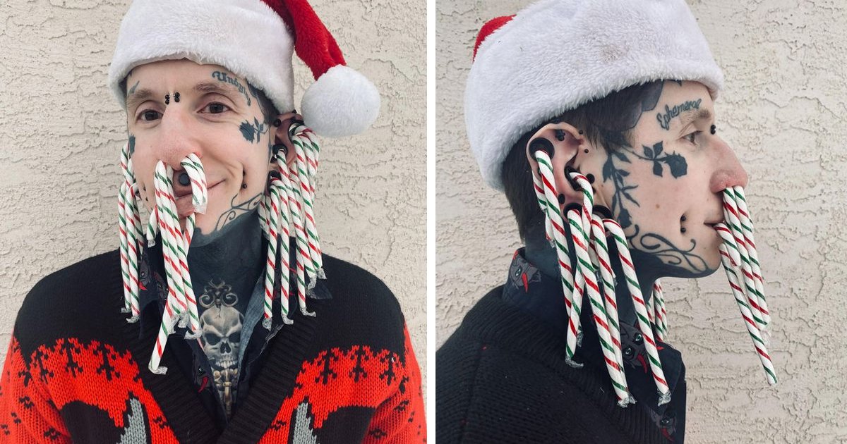 d88.jpg?resize=1200,630 - EXCLUSIVE: Dad Addicted To Body Modifications Celebrates Christmas By Poking Candy Canes Through His Holes