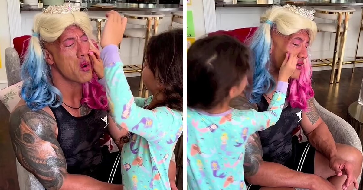 d96.jpg?resize=1200,630 - EXCLUSIVE: Dwayne 'The Rock' Johnson Gets A 'Unique Makeover' From His Little Daughters & Fans Can't Handle It