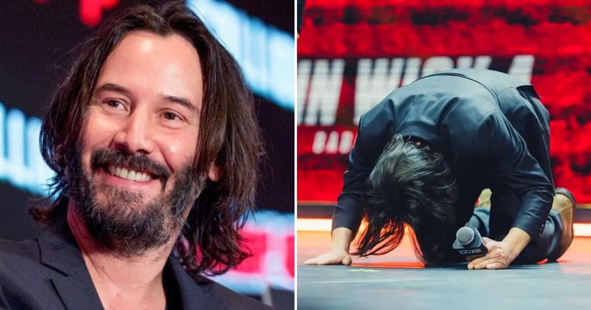keanu4.jpg?resize=1200,630 - JUST IN: Keanu Reeves KNEELS On Stage And Starts Bowing As Fans REFUSE To Stop Giving Him A Standing Ovation