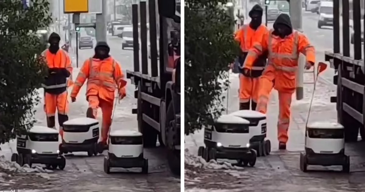 t1 5.png?resize=1200,630 - EXCLUSIVE: Video Shows Construction Worker KICKING 'Grocery Delivery Robot'