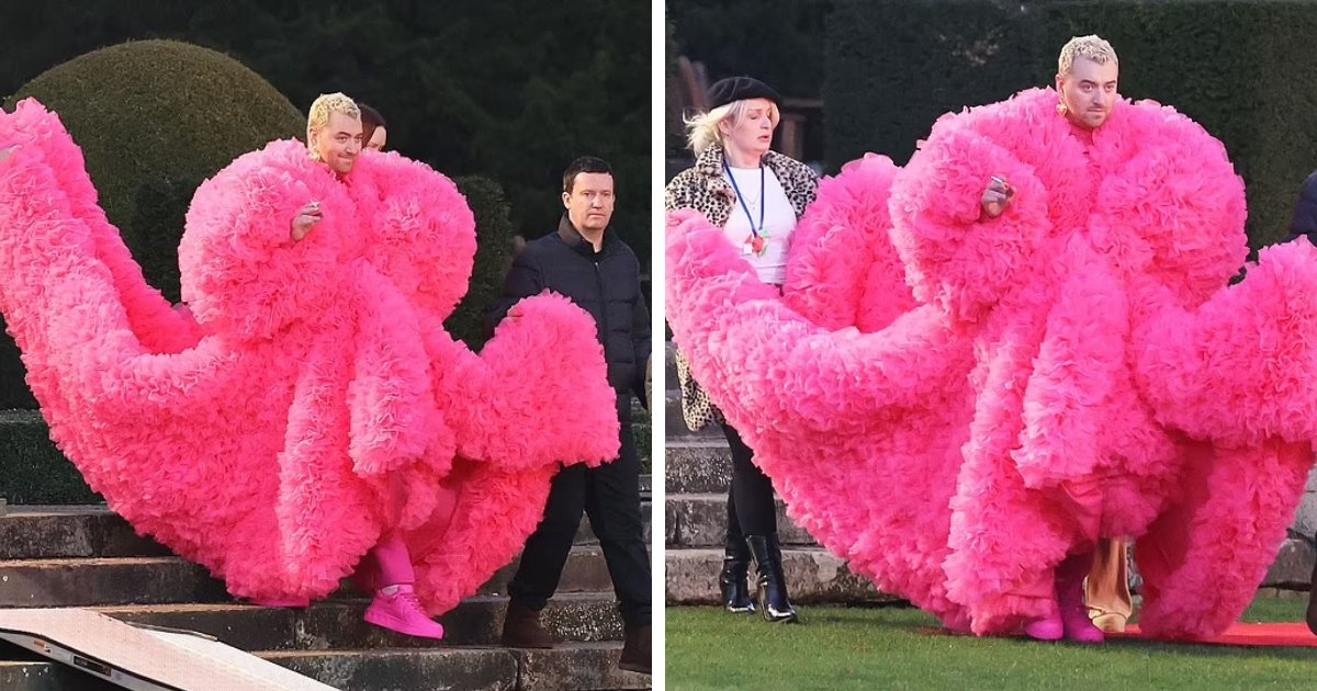 t4 1.png?resize=1200,630 - EXCLUSIVE: Sam Smith Looks 'Ultra Glamorous' While Flaunting A Luxe Pink Tulle Outfit