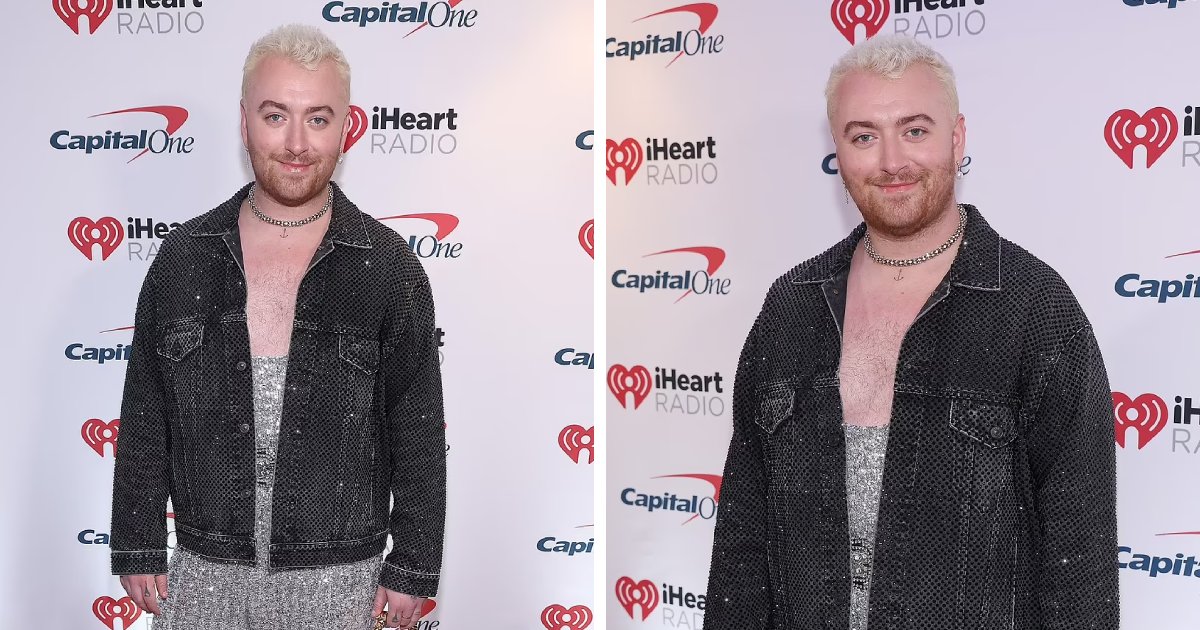 t7 2.png?resize=1200,630 - EXCLUSIVE: Singer Sam Smith Rocks A Stylish Look Featuring A Silver Jumpsuit With PINK Purse At This Year's Jingle Bell Event