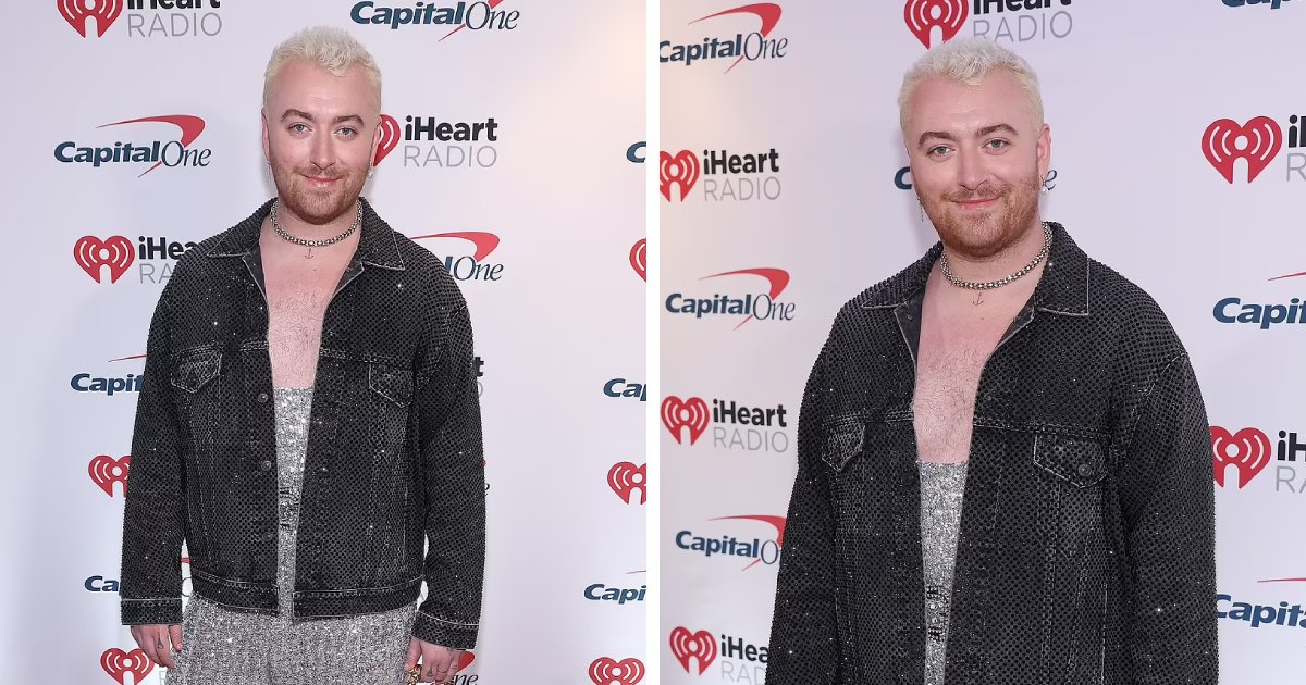 t7 2.png?resize=412,232 - EXCLUSIVE: Singer Sam Smith Rocks A Stylish Look Featuring A Silver Jumpsuit With PINK Purse At This Year's Jingle Bell Event
