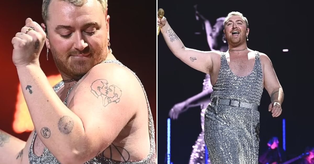 untitled design 63.jpg?resize=412,232 - Sam Smith Says They Are Addicted To Tattoos After Surprising Fans In Stunning Silver Jumpsuit