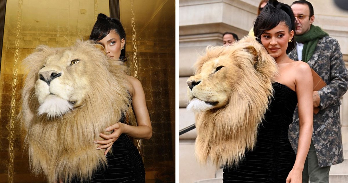d122.jpg?resize=1200,630 - "You Are Disgusting!"- Kylie Jenner BLASTED For Wearing A 'Disturbing' Lion's Head Dress At Paris Fashion Week