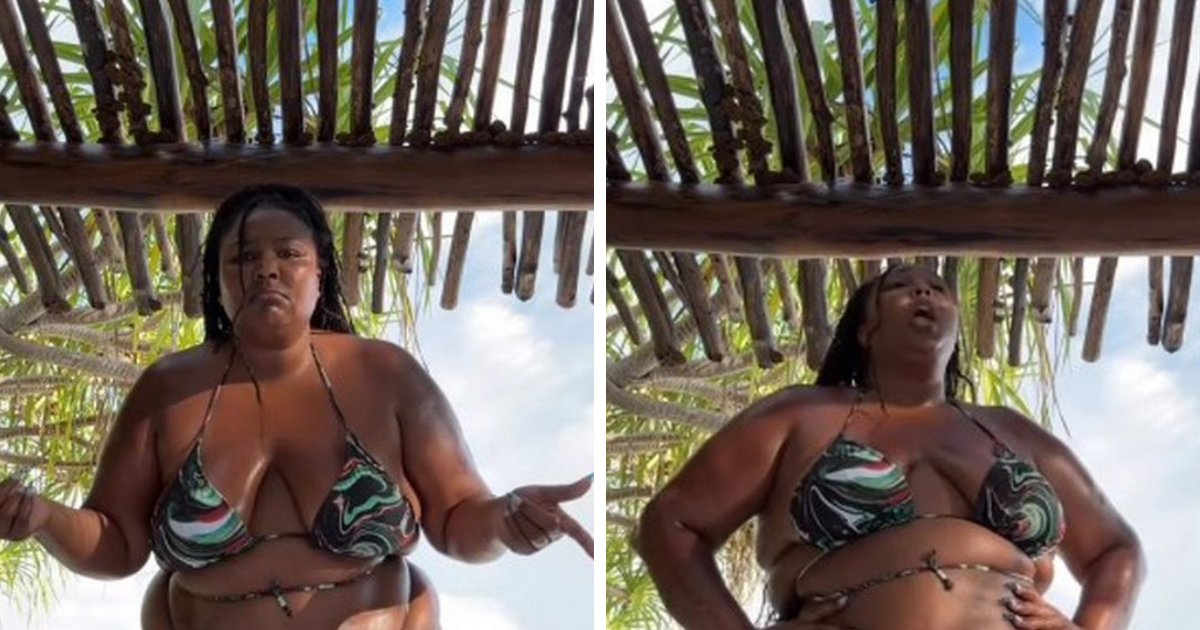 t1 10.png?resize=412,232 - EXCLUSIVE: Fans Go Wild As Lizzo Pictured 'Slapping Her Bum' In Tiniest String Bikini