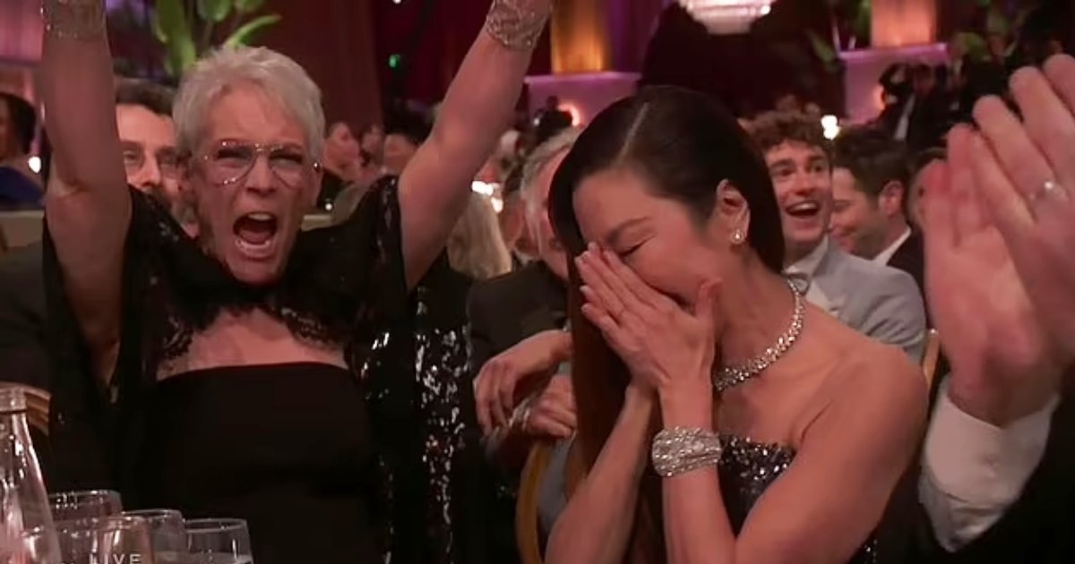 t8 1.png?resize=1200,630 - BREAKING: Fans Enter Into A Frenzy When 'Overjoyed' Jamie Lee Curtis THROWS Her Hands In The Air As Co-Star Michelle Yeoh Wins Golden Globe Award