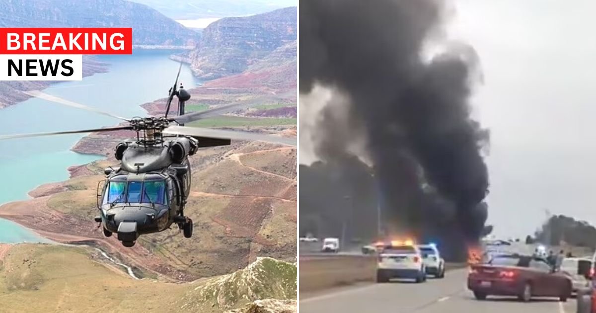 breaking 76.jpg?resize=1200,630 - BREAKING: Black Hawk Helicopter Bursts Into Flames After Crashing On Highway