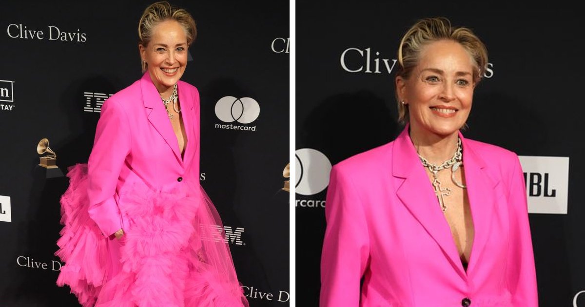 d29.jpg?resize=1200,630 - EXCLUSIVE: Actress Sharon Stone Leaves Audience Members Stunned After 'Ditching Her Bra' For A Plunging Pink Blazer
