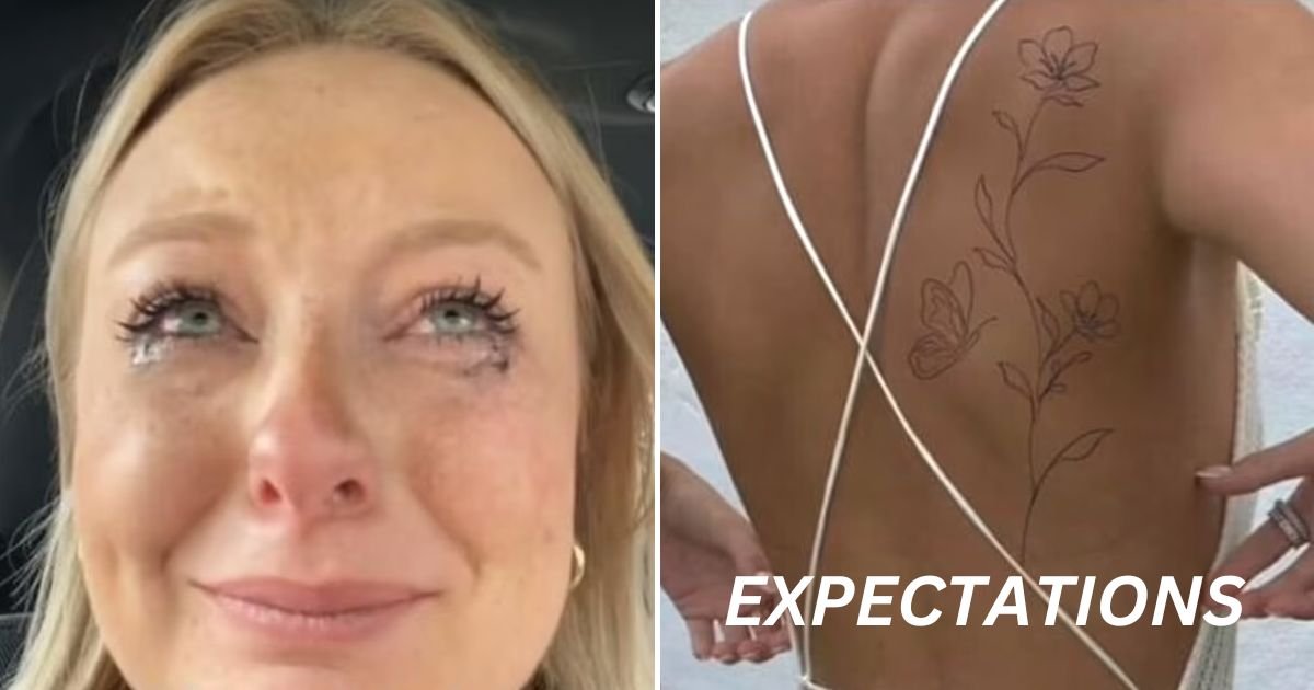 expectations.jpg?resize=1200,630 - Woman Breaks Into Tears After Taking One Look At Her BOTCHED Back Tattoo