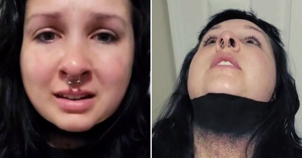 tats4.jpg?resize=412,275 - Woman Breaks Down In Tears After Getting Blackout Neck Tattoo: 'I'm Having A Whole Entire Identity Crisis'