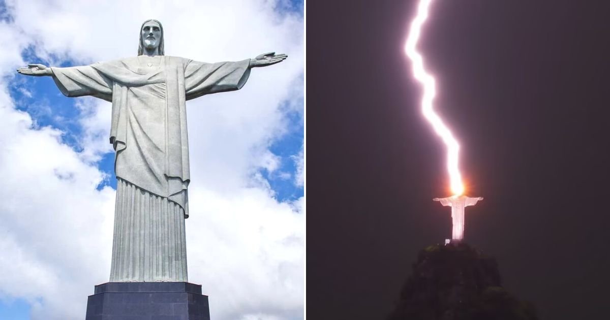 untitled design 73.jpg?resize=1200,630 - JUST IN: Incredible Moment Giant Lightning Strikes A Statue Of Jesus Christ