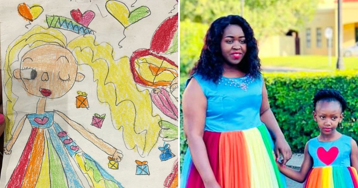dress5.jpg?resize=412,275 - 6-Year-Old Girl Draws Mommy-Daughter Dresses, Mom Then Finds Unique Way To Turn Them Into Reality
