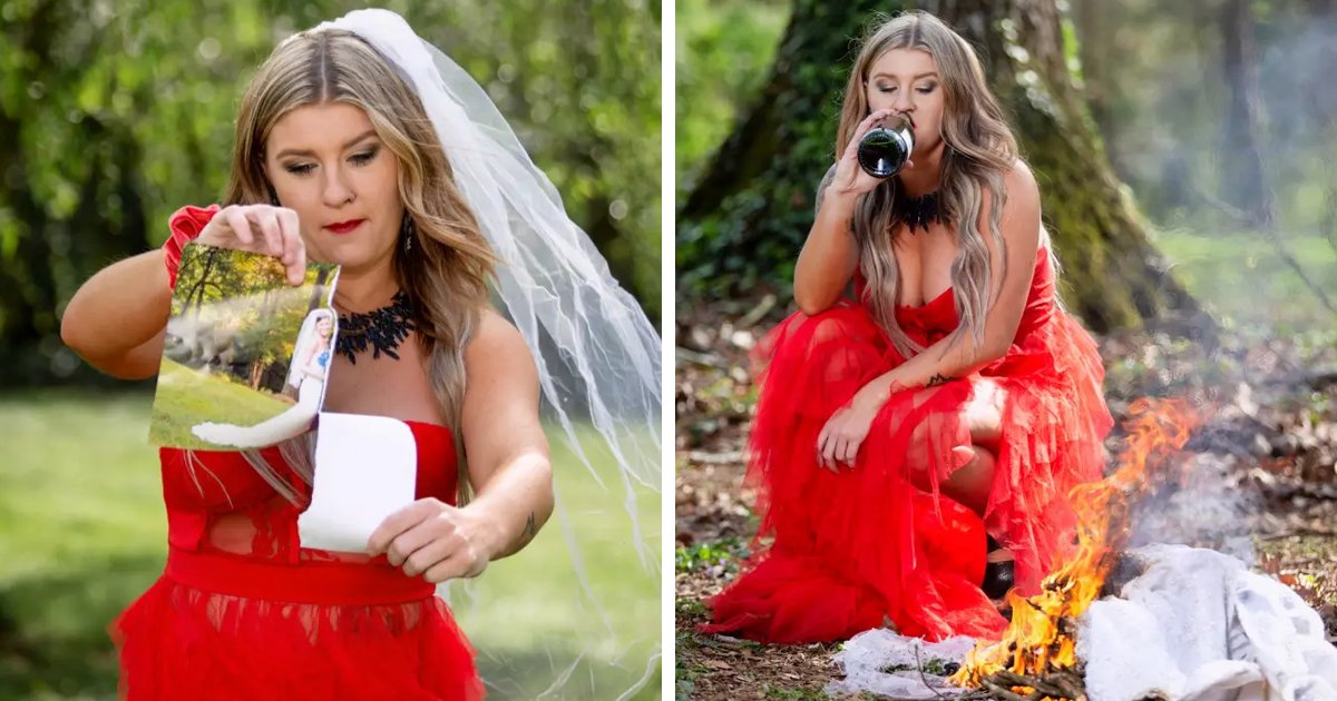 d102 1.jpg?resize=412,275 - Woman Stuns Viewers Online After Setting Her Wedding Dress On FIRE During 'Divorce' Photoshoot