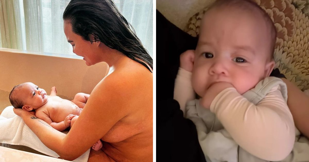 d105.jpg?resize=412,232 - Chrissy Teigen Blasted For Putting Up 'Naked' Footage With Cleavage Hanging Out During Bath With Her Little Baby
