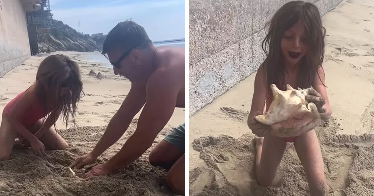 d37.jpg?resize=412,275 - Dad Leaves Netizens Divided After Claiming He 'Secretly' Hides GIANT Seashell On Each Beach Trip To Surprise His Daughter During Searches