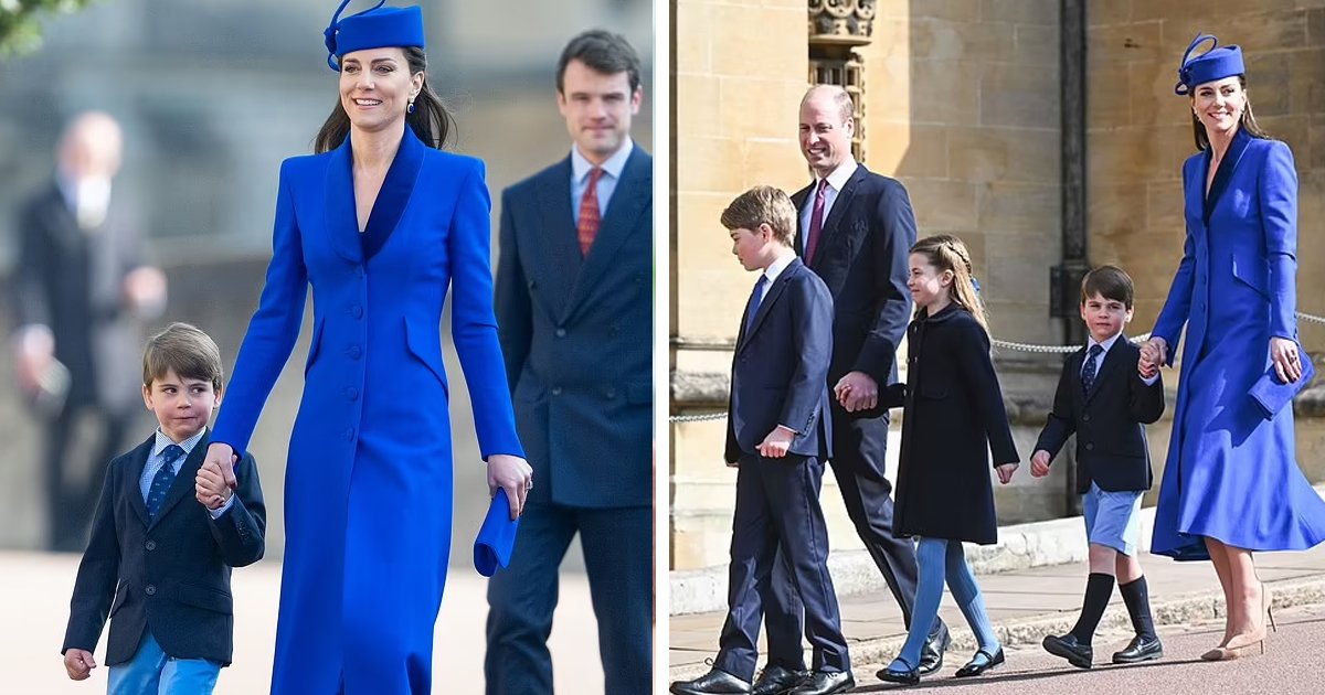 d58.jpg?resize=412,275 - EXCLUSIVE: Little Prince Louis Seen Clutching His Mother Kate's Hand As He Joins Royals For First Easter Since Queen Died