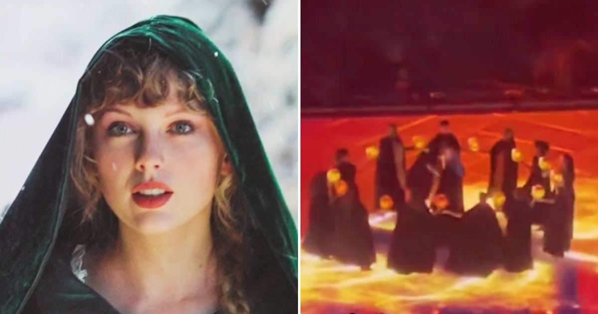 swift4.jpg?resize=412,232 - JUST IN: Taylor Swift, 33, Is Accused Of Promoting Witchcraft After Videos Of Her Dressed In A Dark Velvet Cloak While Dancing In Circles Went Viral
