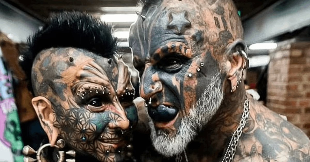 t3 10.png?resize=1200,630 - Couple Attain Guinness World Record For 'Most Tattoos In The World' After Getting 91 Body Modifications