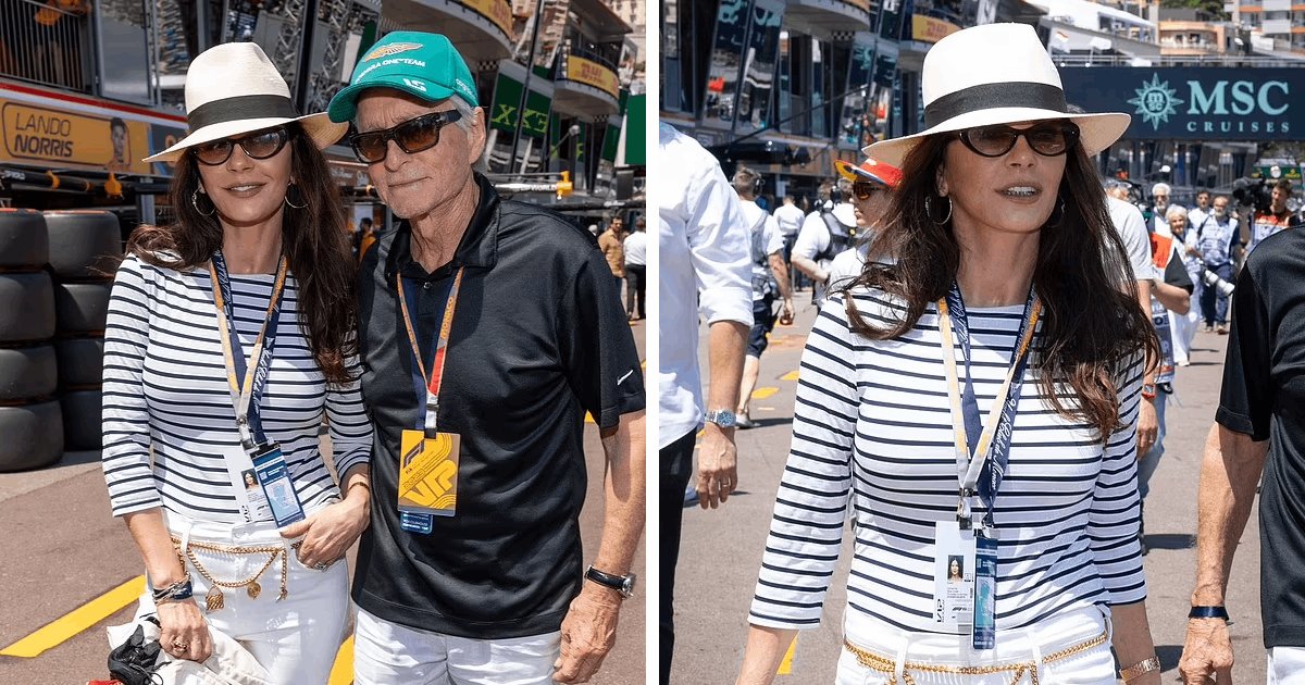 d1 11.png?resize=412,275 - JUST IN: Catherine Zeta-Jones Looks 'All Loved Up' & Chic With Husband Michael Douglas