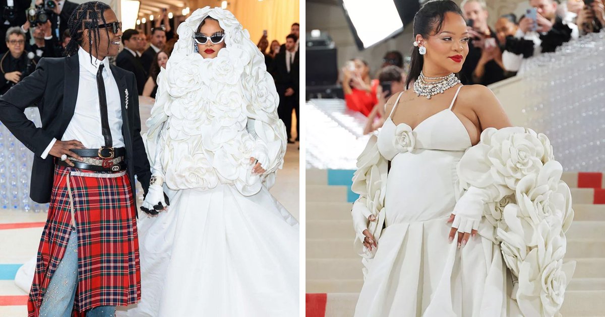 d11 1.jpg?resize=1200,630 - Rihanna Slammed For 'Poor' Choice Of Styling At This Year's Met Gala As Diva Opts To 'Disguise' Her Baby Bump In White Attire