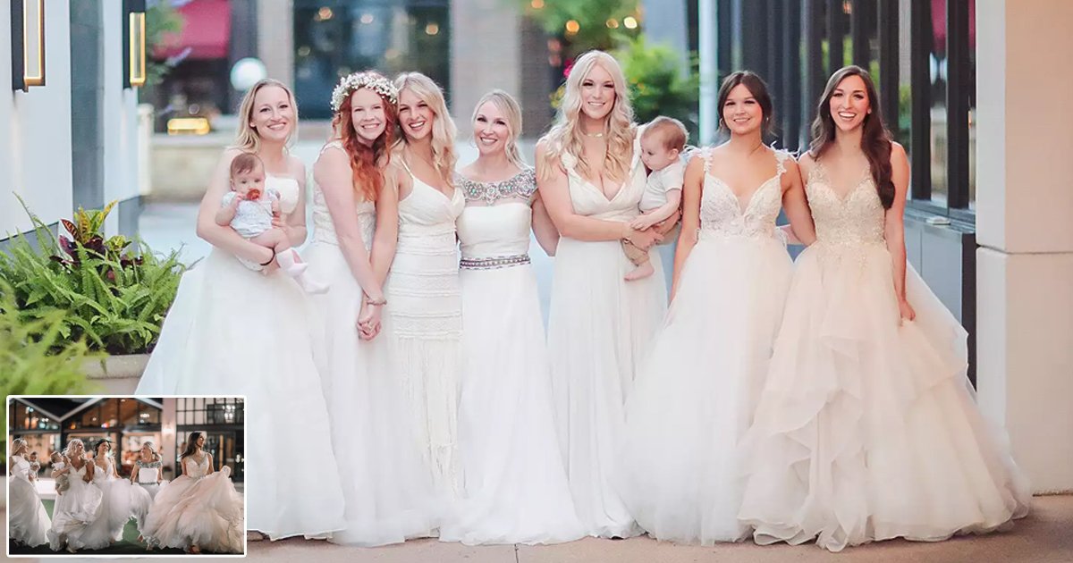 d187.jpg?resize=1200,630 - JUST IN: Mom & Six Daughters Go VIRAL After Donning Their Wedding Dresses Out To Dinner