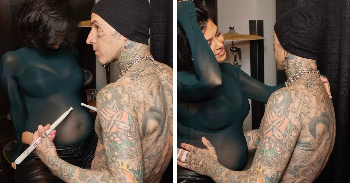 d4 1.png?resize=1200,630 - BREAKING: Travis Barker Seen 'Proudly Kissing' Wife's Tummy In Heartwarming Snaps As Couple Feel 'Blessed' After IVF Struggle