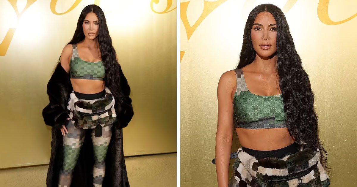 d44 1.jpg?resize=412,275 - EXCLUSIVE: Kim Kardashian Raises Eyebrows In Her 'Skin-Tight' Green Crop Top & Leggings