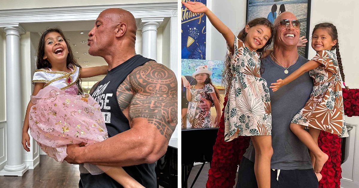 d9.jpg?resize=1200,630 - Actor Dwyane Johnson Is The Ultimate Dad As Celeb Seen Puckering Up While Holding His Little Daughter During Her 'Princess' Birthday Party