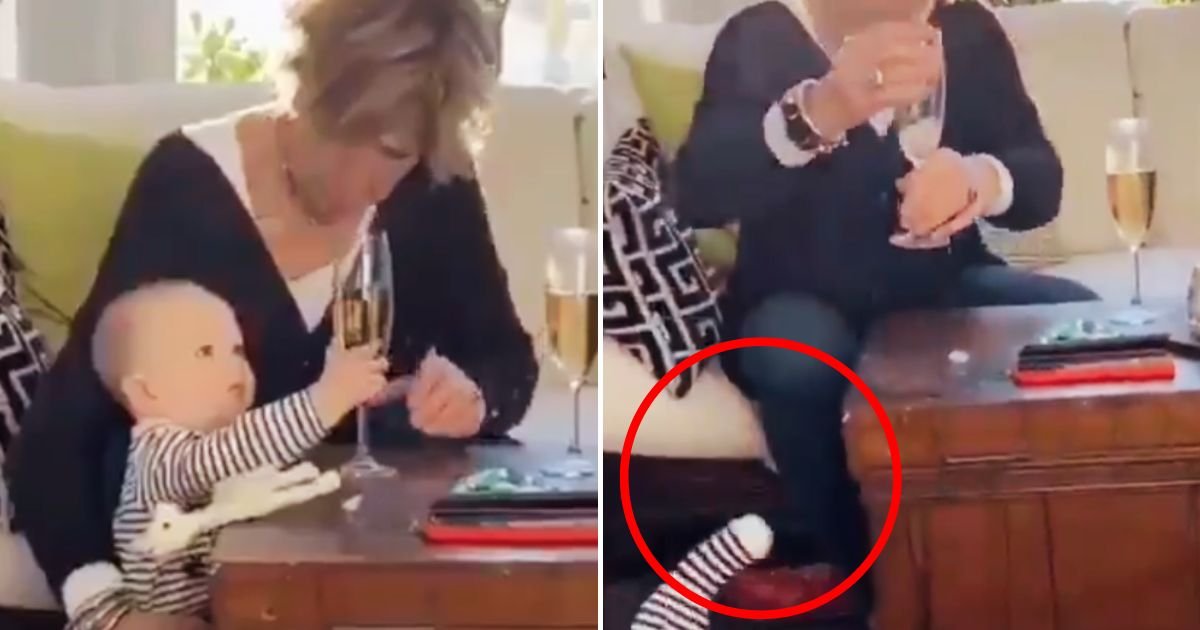 glass4.jpg?resize=412,232 - Woman Leaves Viewers STUNNED After She Let A Baby Fall To The Floor So She Could Save Her Glass Of Champagne