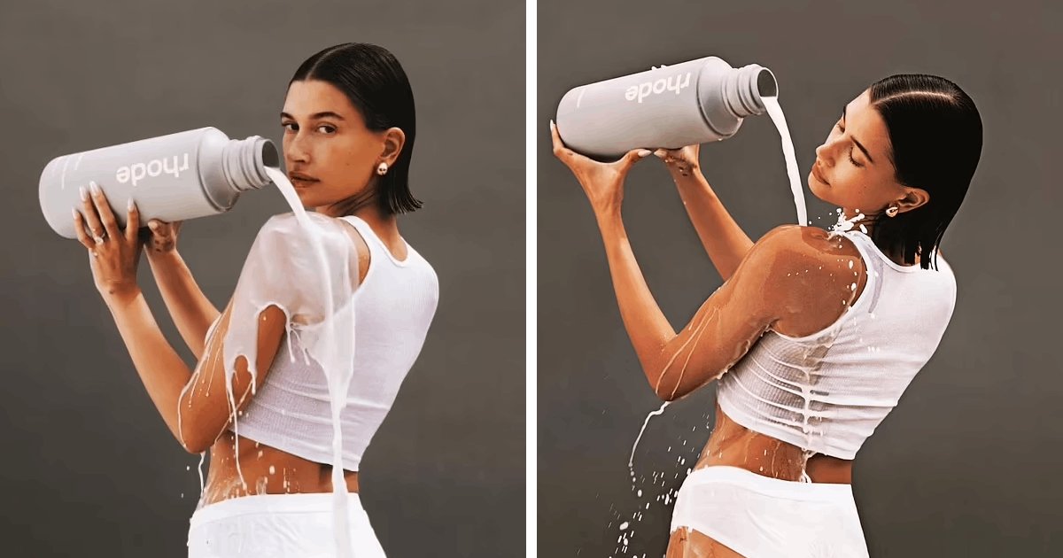 t4 2.png?resize=412,275 - EXCLUSIVE: Hailey Bieber Sends Temperatures SOARING In Skimpy Attire While Pouring MILK On Her Body