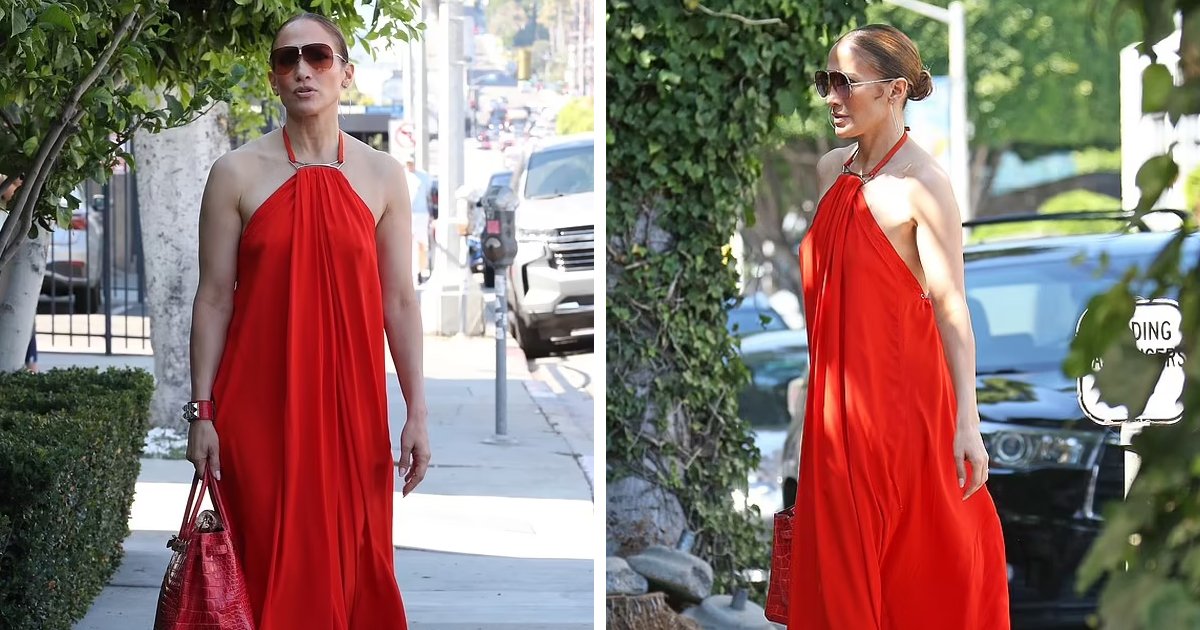 d68.jpg?resize=412,275 - JUST IN: Jennifer Lopez Turns Up The Heat In Her Red Hot Halter Maxi Dress