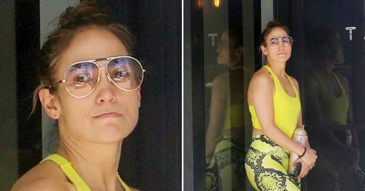 jlo4.jpg?resize=1200,630 - JUST IN: Make-Up Free Jennifer Lopez Looks Uncomfortable After Getting LOCKED OUT Of A Luxury Fitness Studio