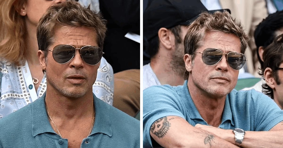 t2 5 1.png?resize=1200,630 - EXCLUSIVE: Brad Pitt Looks Handsome & Youthful As Ever While Eating Chips During Wimbledon Final