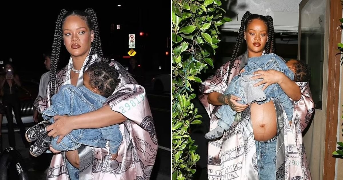 untitled design 31.jpg?resize=1200,630 - Rihanna Shows Off Her Baby Bump And Flaunts Her Pregnancy Glow In Rare Appearance Alongside Her Son RZA