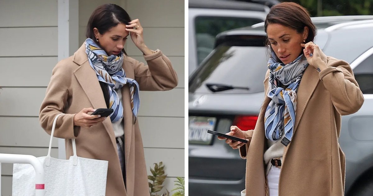 d11.jpg?resize=1200,630 - Meghan Markle's Sanity Questioned As Duchess Spotted Wearing Camel Coat & Cashmere In Scorching Hot Weather