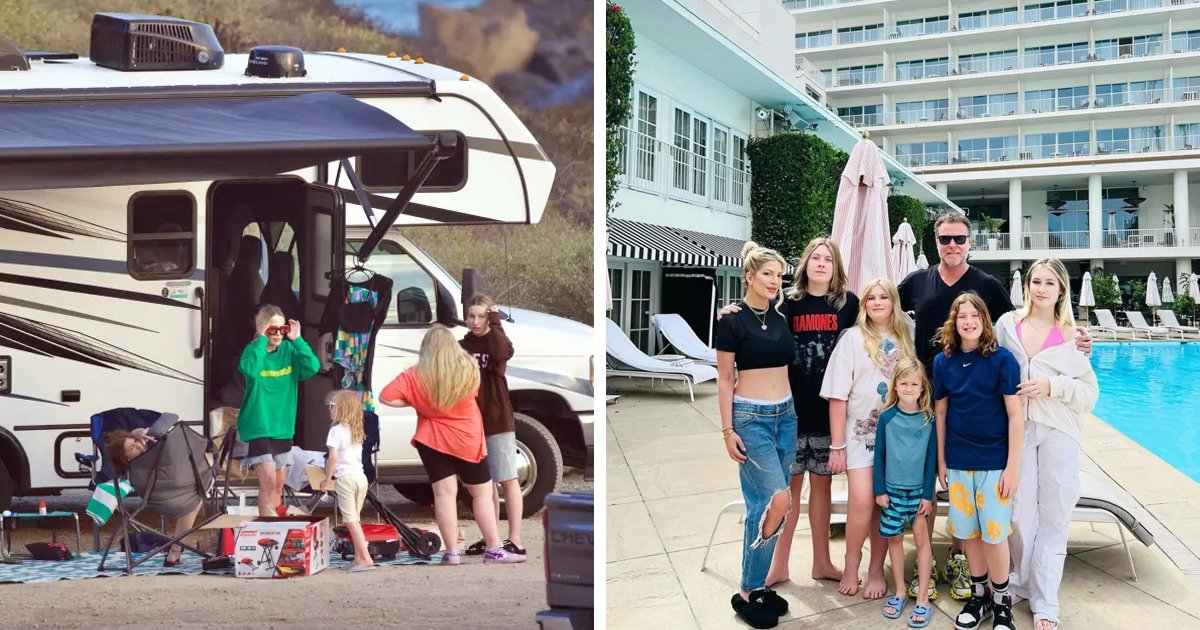 d4.jpg?resize=1200,630 - Tori Spelling Pictured Teaching Her Kids 'Lessons On Living Without Luxury' After Split From Partner