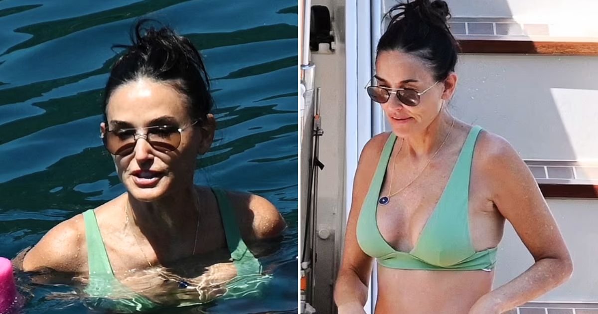 demi5.jpg?resize=1200,630 - JUST IN: Demi Moore, 60, STUNS Fans As She Makes A Splash In Her Green Bikini While Soaking Up The Sun In The Mediterranean