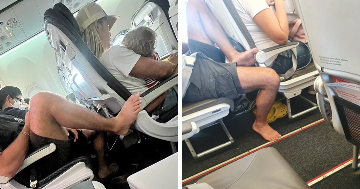 m6.jpg?resize=1200,630 - Plane Passenger Sparks Outrage After Being Pictured With His BARE FOOT On Armrest Of Seat In Front Of Him