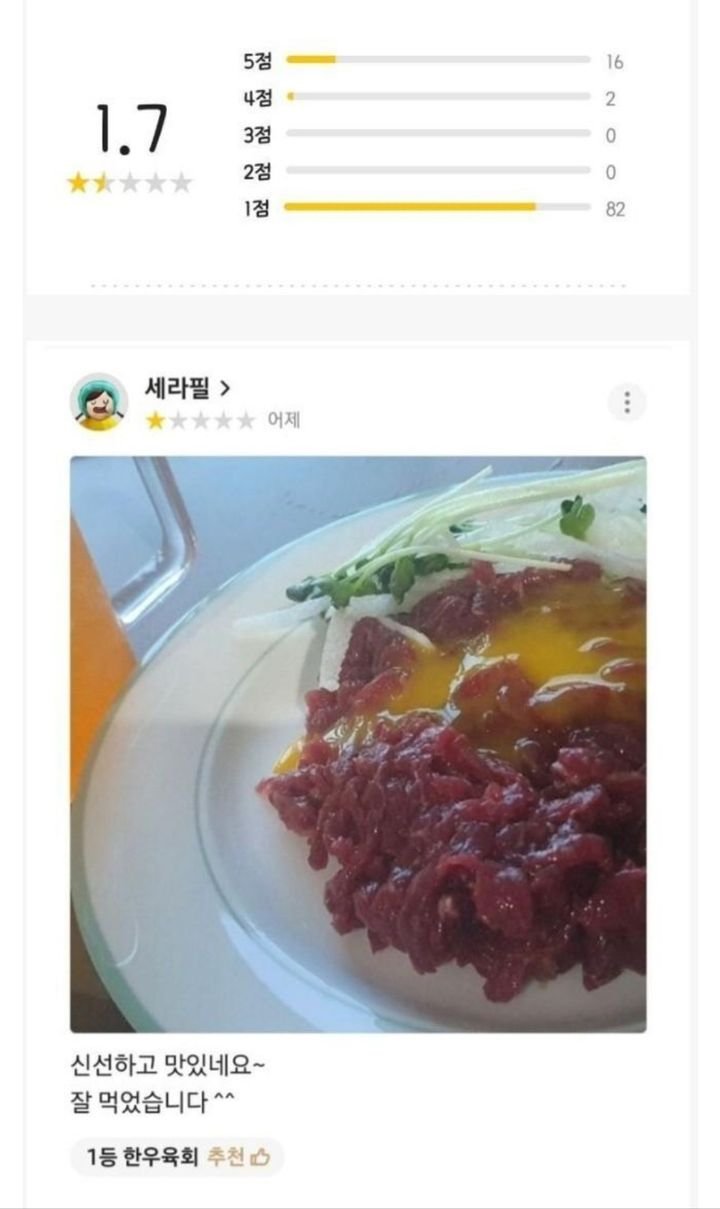 1 1 8.jpg?resize=1200,630 - 육회 맛집인데 배민 리뷰 평점1.7점인 이유 ㄷㄷㄷ