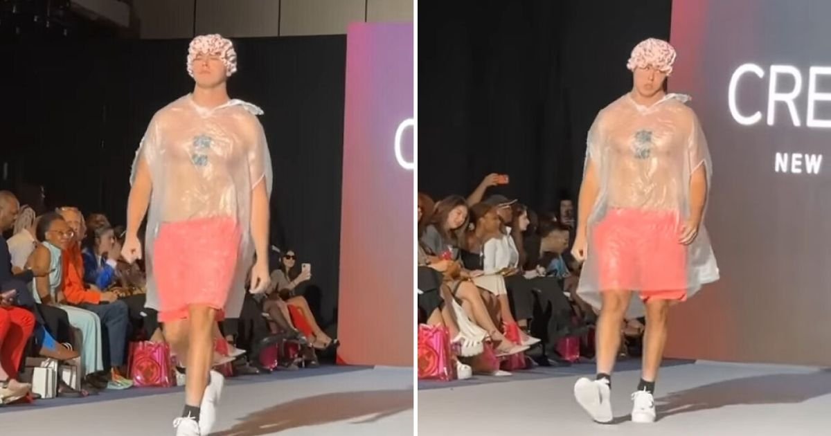 bag4.jpg?resize=412,275 - Fashion Week Impostor Catwalks Wearing A TRASH BAG And No One Notices Until He Was FLOORED By Security