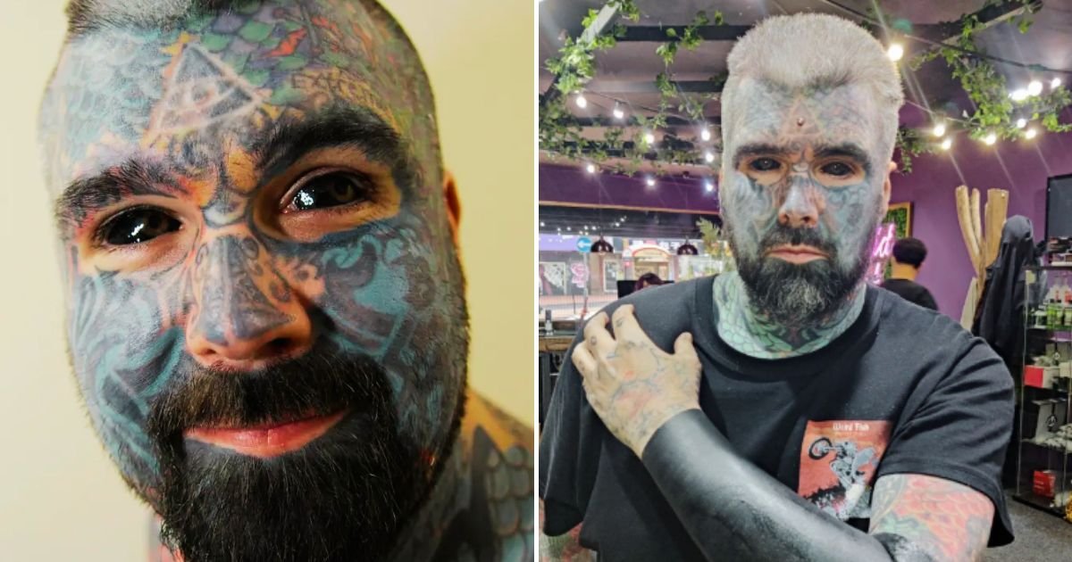 ink4.jpg?resize=1200,630 - Man Whose Body Is Covered In Tattoos CLAIMS He Was Hidden From His Bosses Because Of His Unique Appearance