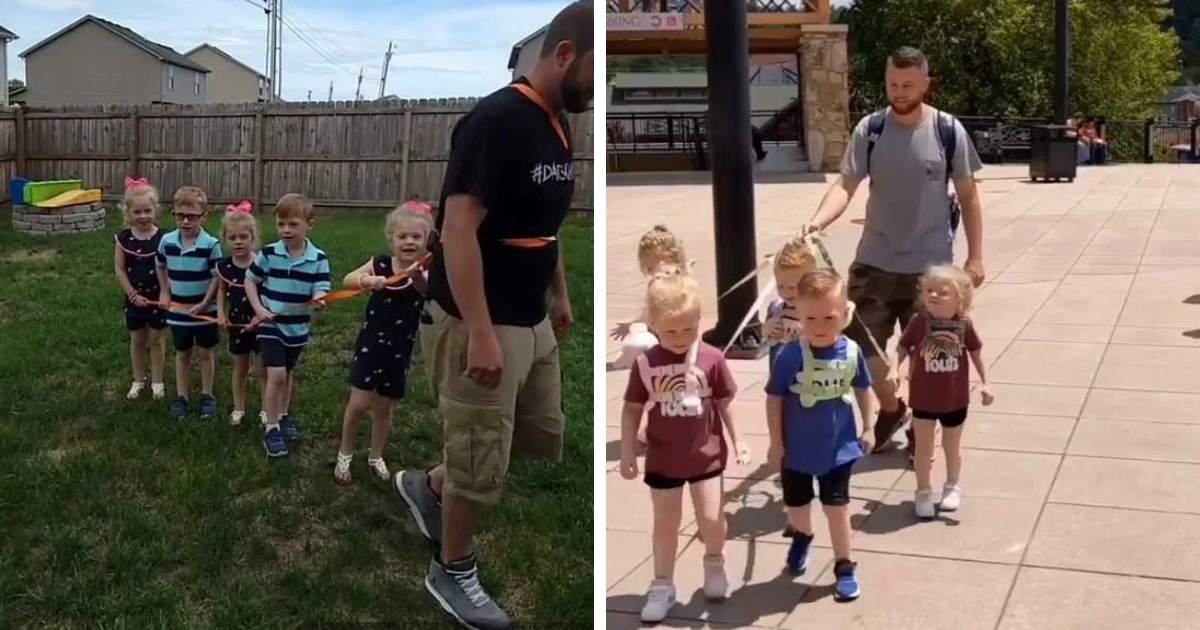m4 6.jpeg?resize=1200,630 - Father Sparks MASSIVE Debate After Using LEASHES To Walk His Five-Year-Old Quintuplets 