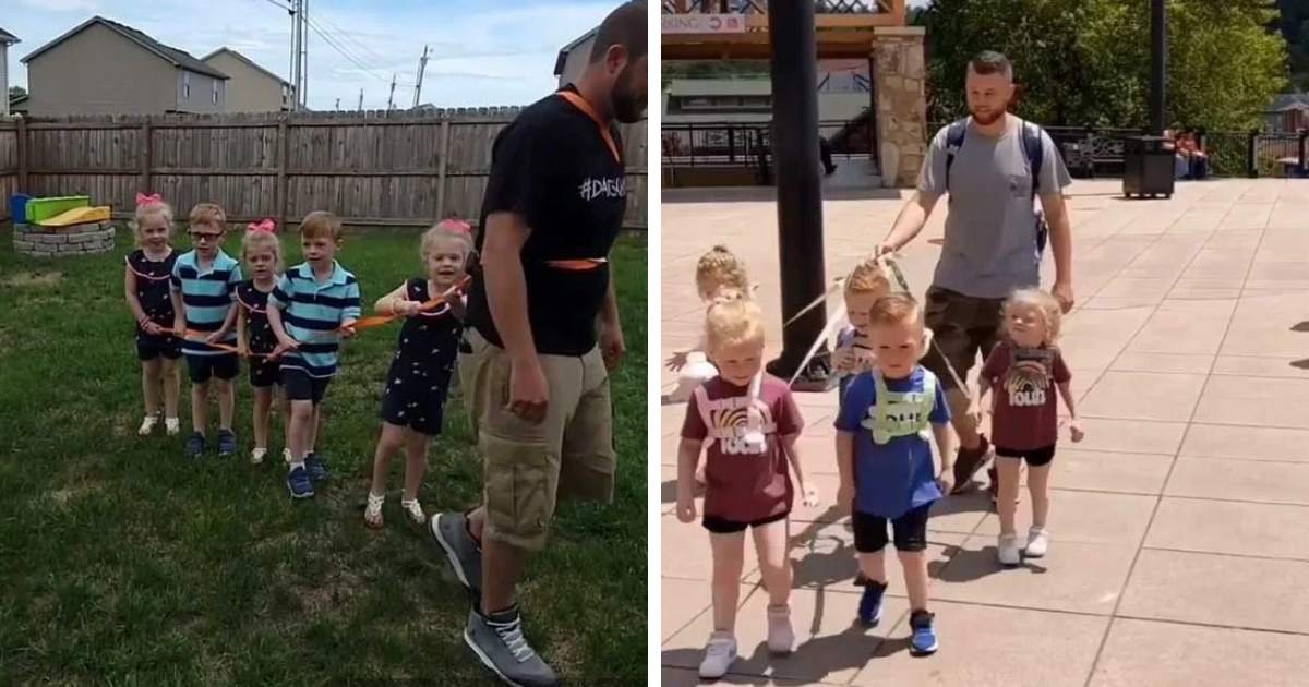 m4 6.jpeg?resize=412,275 - Father Sparks MASSIVE Debate After Using LEASHES To Walk His Five-Year-Old Quintuplets 