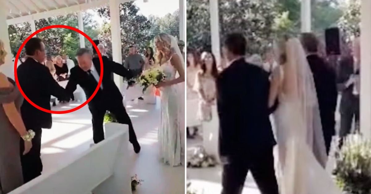 wed4.jpg?resize=412,275 - Moment Father Of The Bride INTERRUPTS Wedding To Let Her Stepdad Join Him In Walking Her Down The Aisle