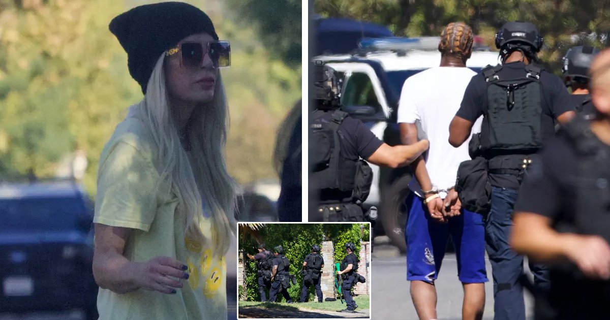 d112.jpg?resize=1200,630 - BREAKING: Panicked Tori Spelling Pictured Running On The Streets After Being Forced To Evacuate Her Rental Home As Neighbor Arrested With AR-15