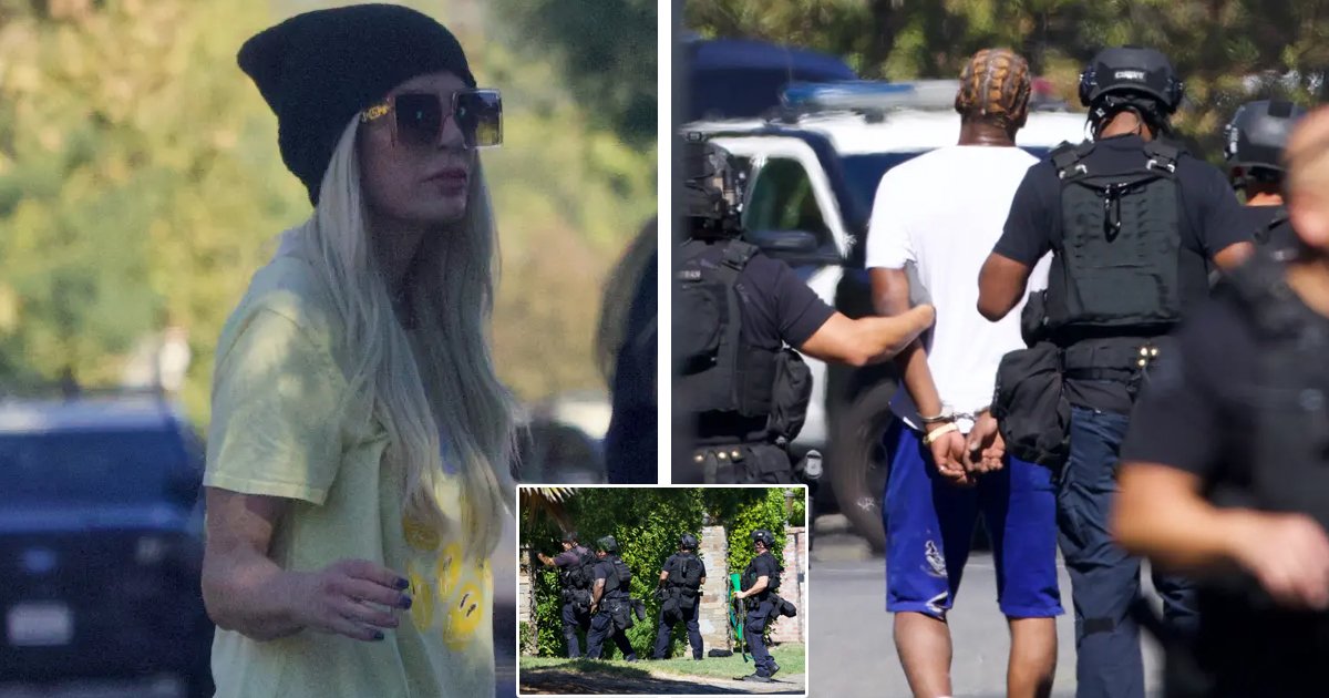 d112.jpg?resize=412,275 - BREAKING: Panicked Tori Spelling Pictured Running On The Streets After Being Forced To Evacuate Her Rental Home As Neighbor Arrested With AR-15