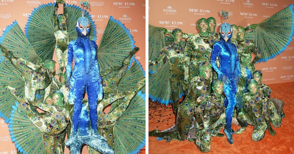 d188.jpg?resize=412,275 - EXCLUSIVE: Heidi Klum Turns Into A Spectacular Vision While Dressing Up As A Giant MASKED Peacock For Her Annual Halloween Party 