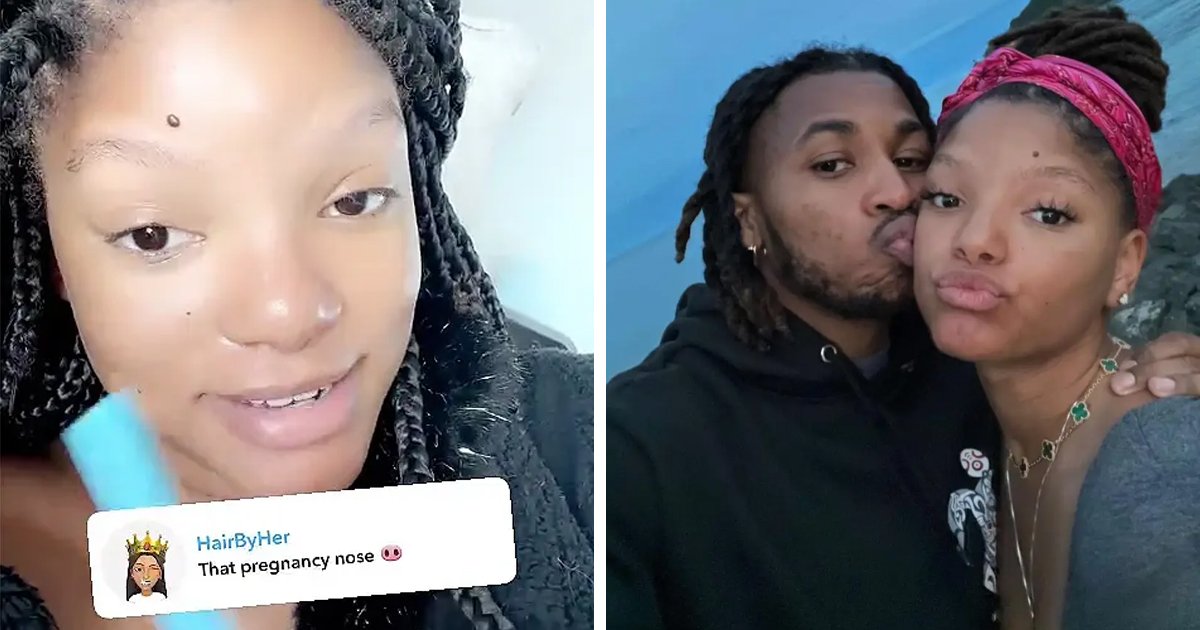 d87 1.jpg?resize=412,275 - "Please Leave Me & My Bloated Body Alone!”- Halle Bailey Reacts To Fan Trolling Her ‘Pregnancy Nose’