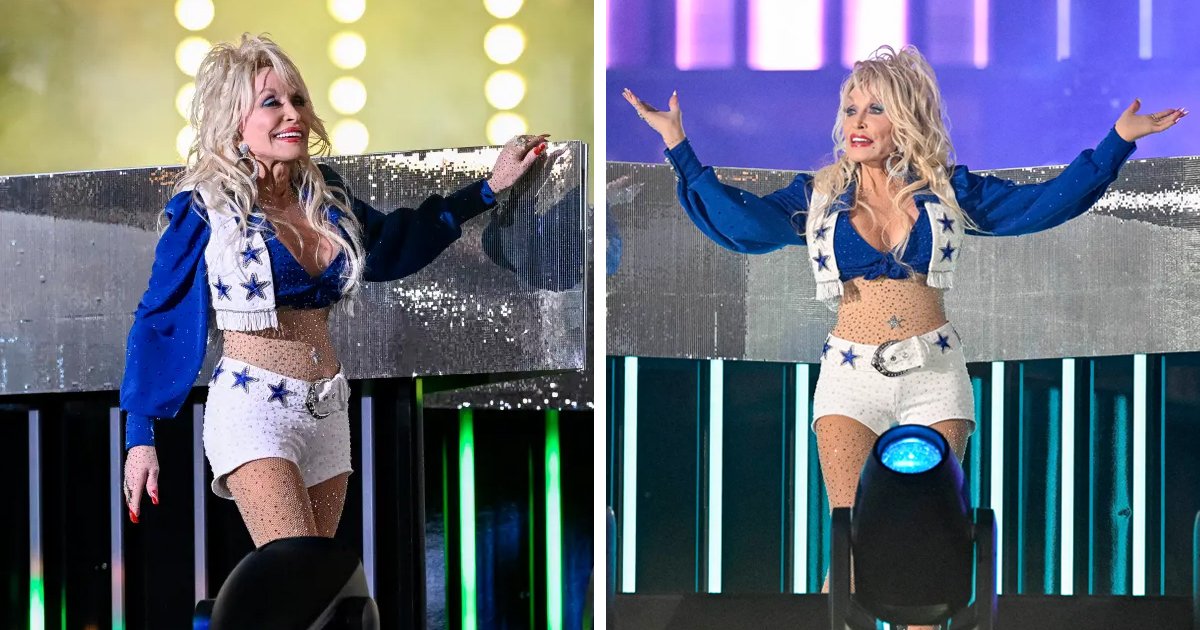 m1 1 2.jpg?resize=412,275 - BREAKING: Dolly Parton, 77, Dazzles Crowd In SKIMPY Dallas Cowboys 'Cheerleading Outfit' For Thanksgiving Performance